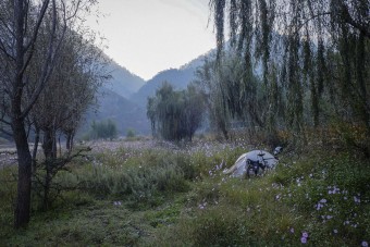 L'un de mes rares bivouacs en Chine